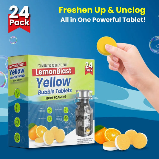 🎉LemonBlast Yellow Bubble Tablets – Odor Eliminator + Blockage Remover🤩